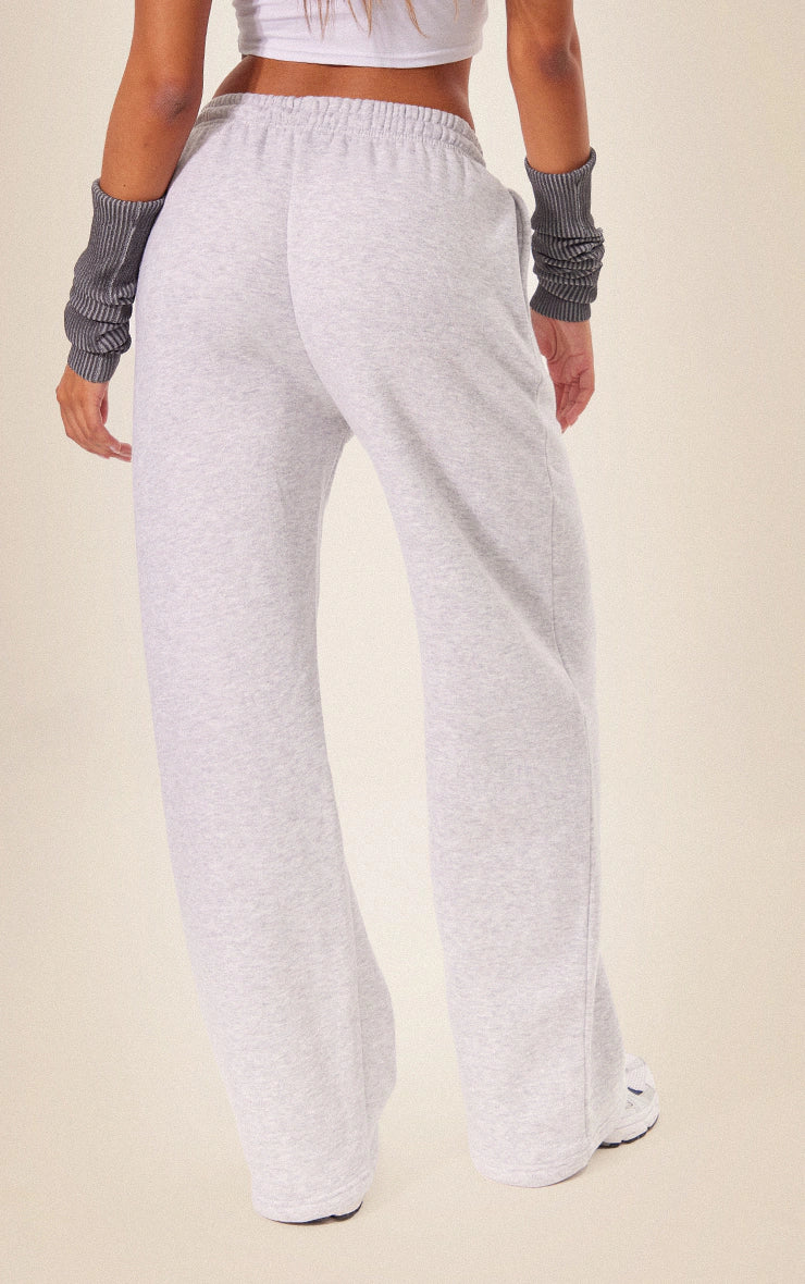 Ash Grey Pintuck Drawstring Straight Leg Joggers