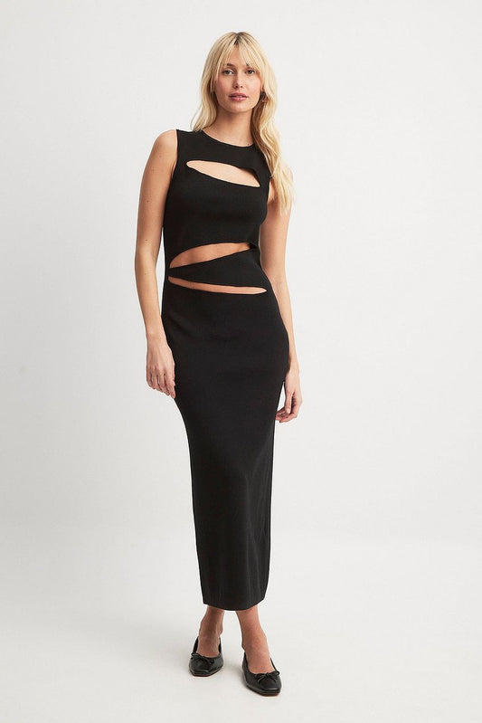 Fine Knitted Cut Out Maxi Dress