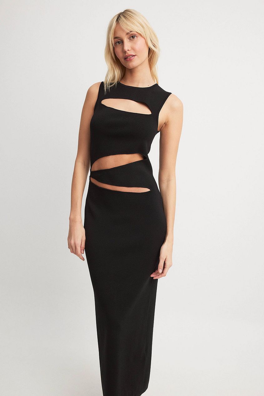 Fine Knitted Cut Out Maxi Dress