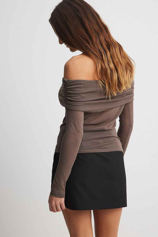 Na-kd Fine Knitted Draped Top