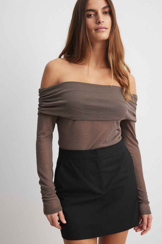 Na-kd Fine Knitted Draped Top