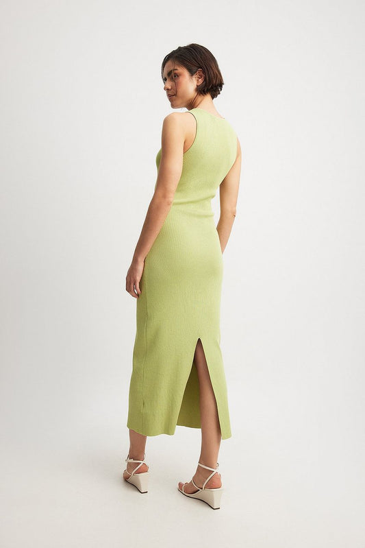 Fine Knitted Scoop Neck Midi Dress