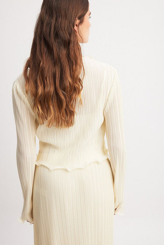 Flounce Detail Plisse Blouse
