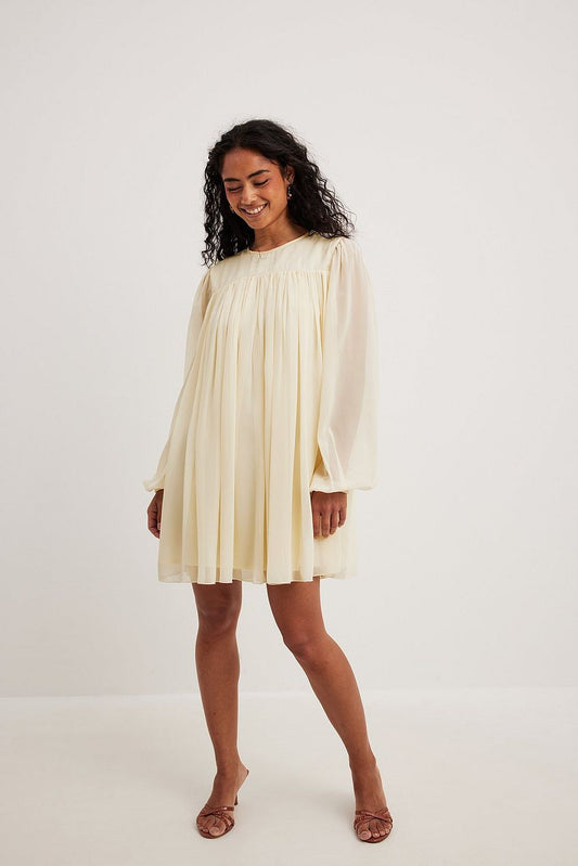 Flowy Chiffon Gathered Mini Dress