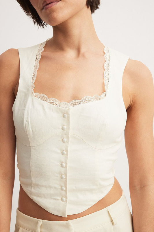 Front Button Lace Top