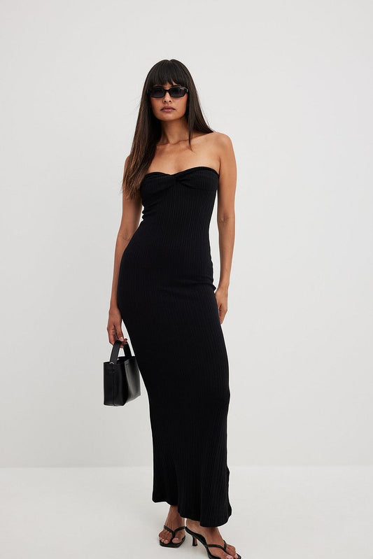 Front Twist Maxi Tube Dress