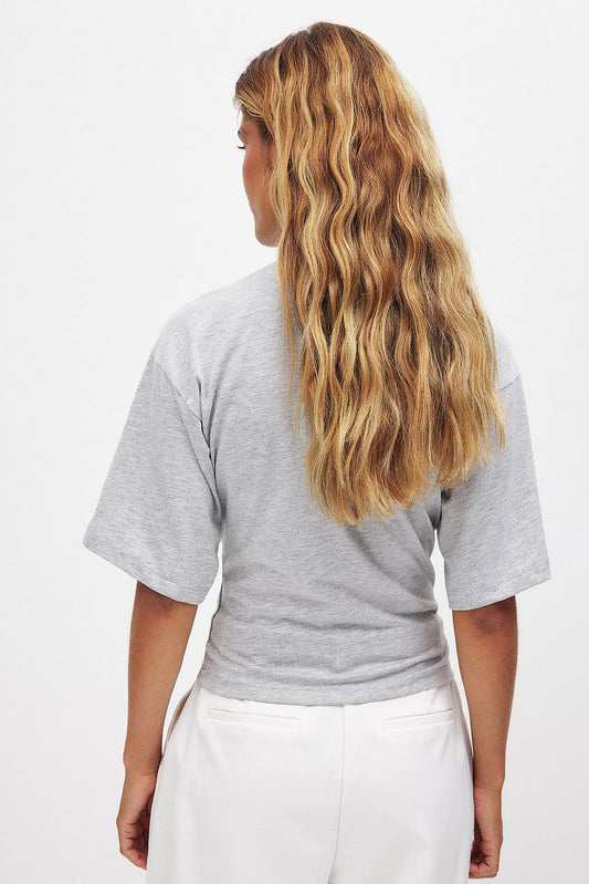 Funnel Neck Shaped Cotton T-shirt