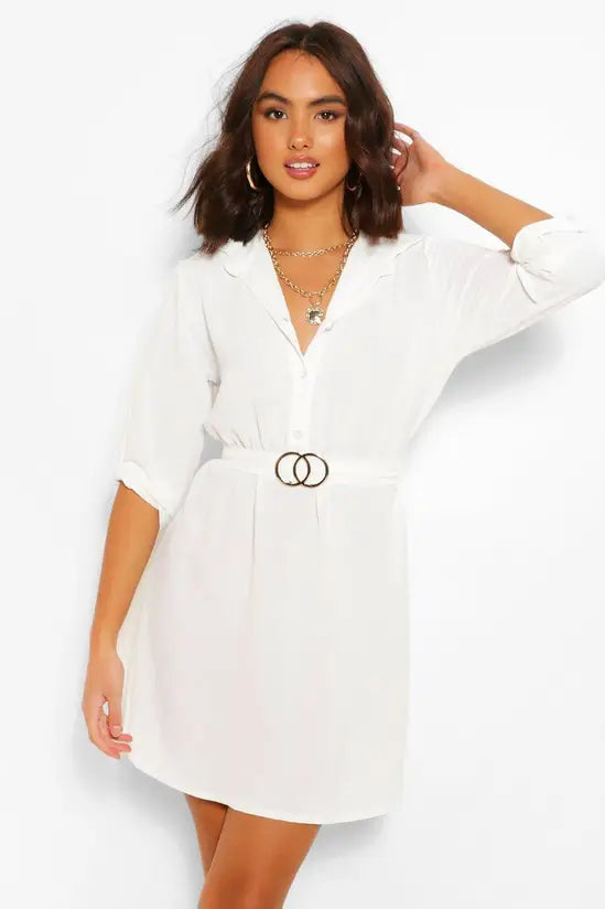 boohoo Belted Shirt Dress