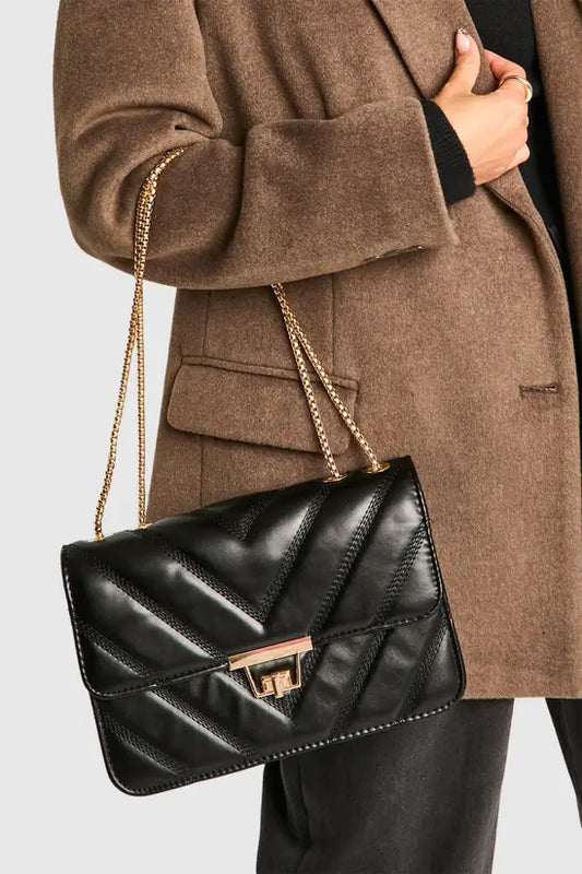 BOOHOO -Quilted Faux Leather Crossbody Chain Bag