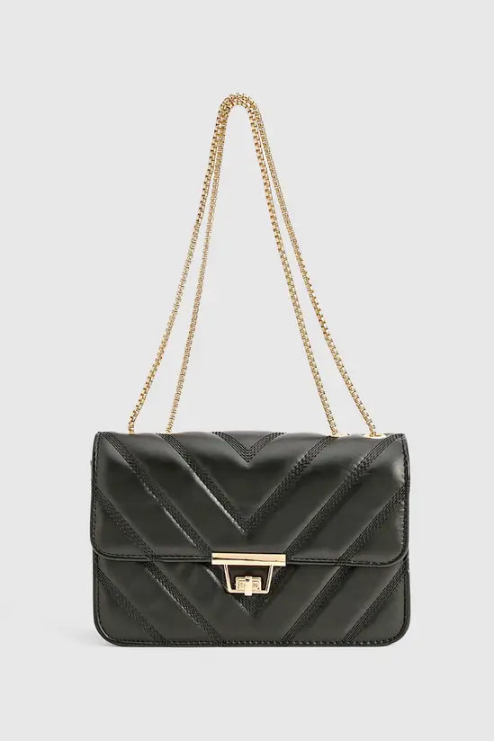 BOOHOO -Quilted Faux Leather Crossbody Chain Bag