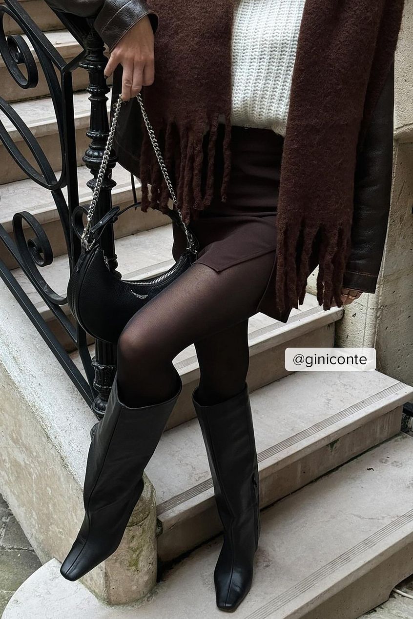 Leather Stiletto Wide Shaft Boots