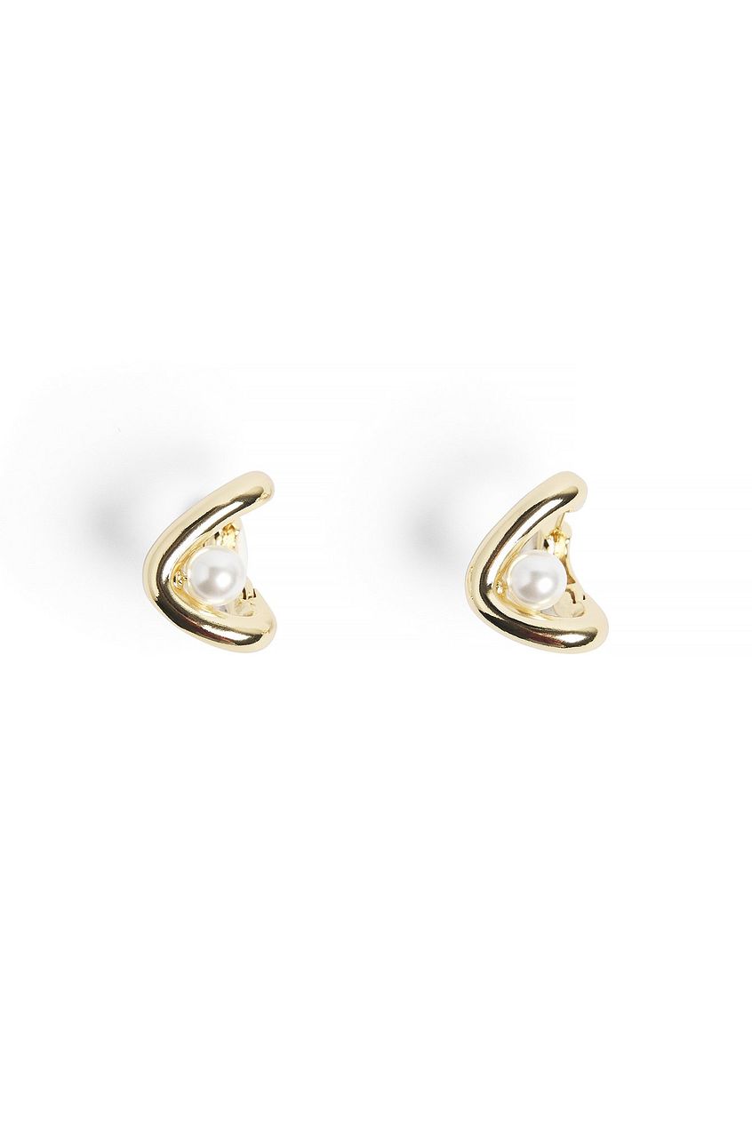 Na-kd Gold Plated Pearl Detailed Hoops