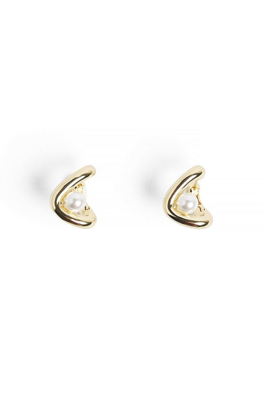 Na-kd Gold Plated Pearl Detailed Hoops