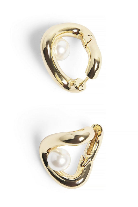 Na-kd Gold Plated Pearl Detailed Hoops