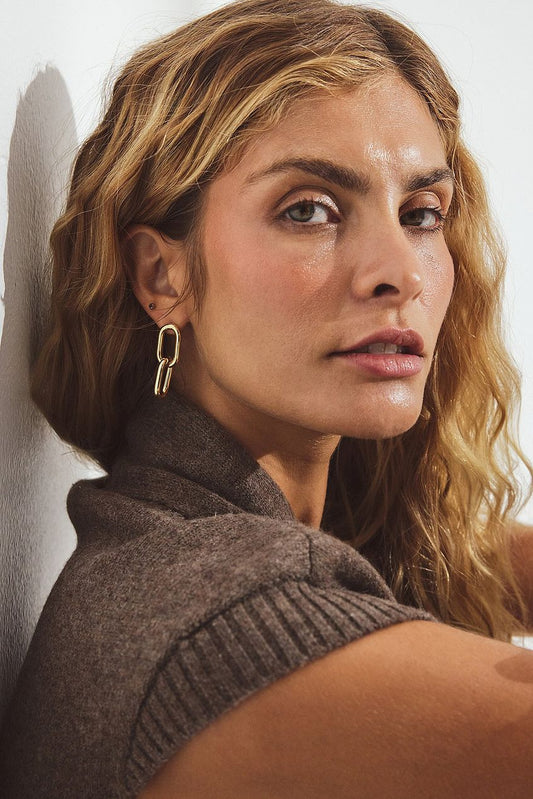 Na-kd Gold Plated Double Hoop Earrings