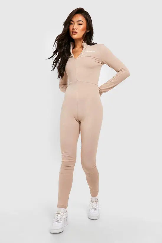 boohoo Slogan Detail Zip Front Jumpsuit