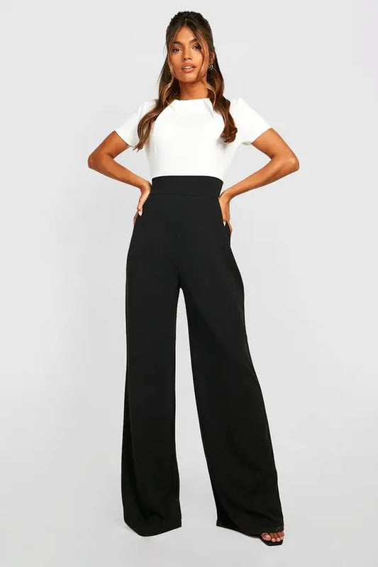 boohoo Contrast Wide Leg Jumpsuit