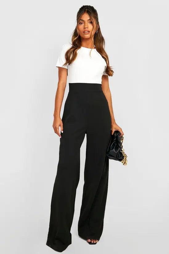 boohoo Contrast Wide Leg Jumpsuit