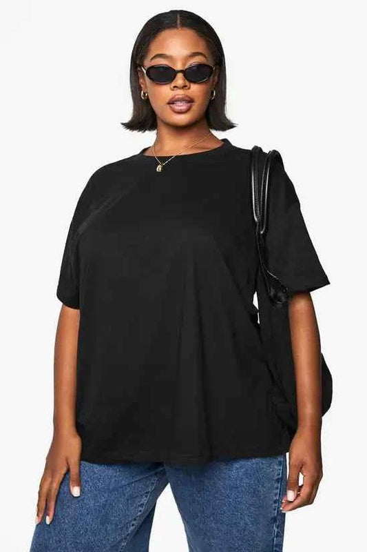 Boohoo Basics Plus Super Oversized Crew Neck Basic Cotton T-shirt