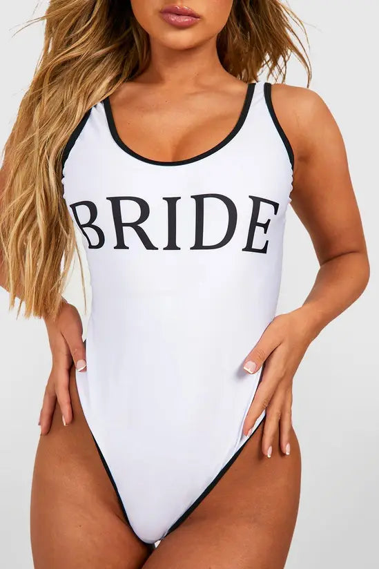 Boohoo bridesmaid contrast binding swimsuit