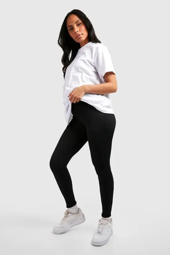 boohoo Maternity Ribbed Over Bump Leggings