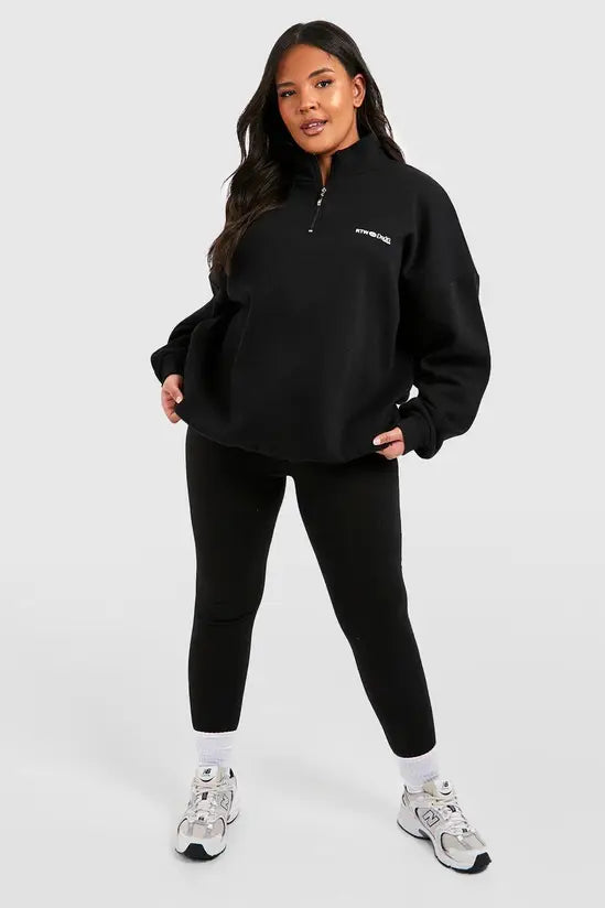 Boohoo  - Plus DSGN Studio Oversized Half Zip Sweatshirt And Legging Set