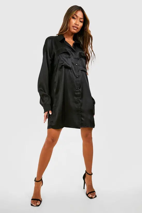 boohoo Utility Oversized Shirt Dress