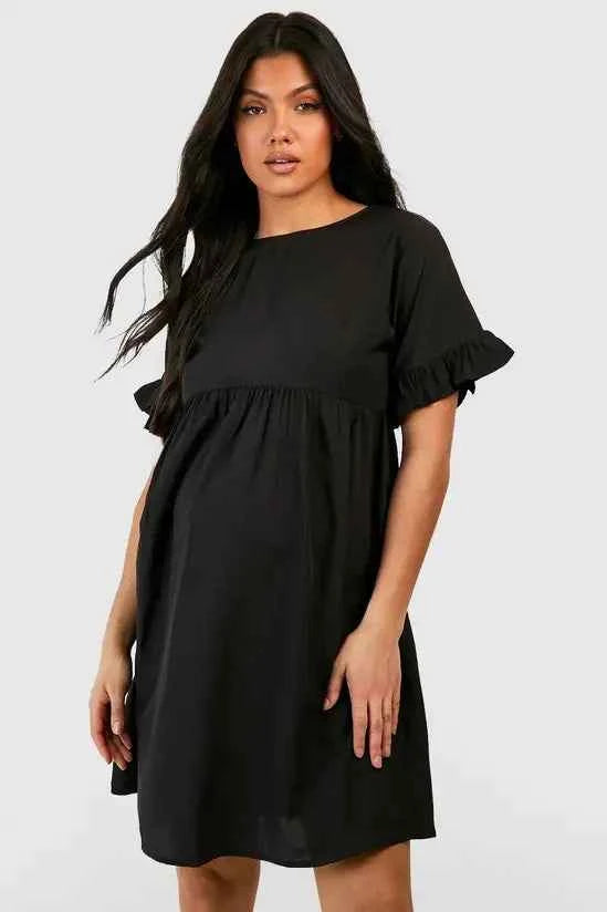 boohoo Maternity Frill Sleeve Smock Dress