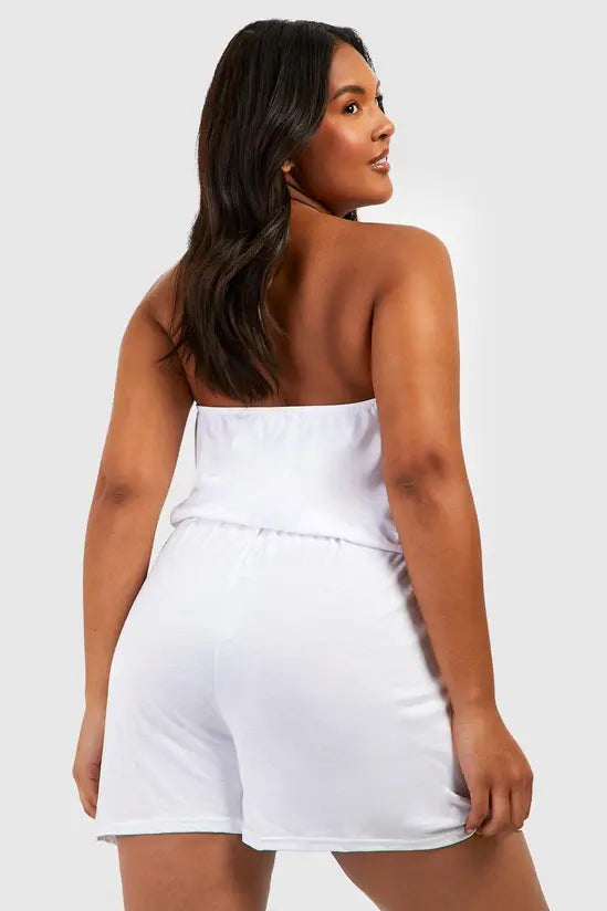 boohoo Plus Jersey Beach Bandeau Playsuit