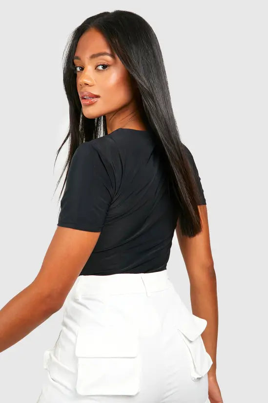 boohoo Double Layer Slinky Fitted T-Shirt