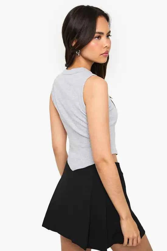 boohoo Thick Binding V Hem Rib Vest