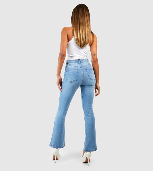 boohoo Butt Shaper Stretch Flared Jeans
