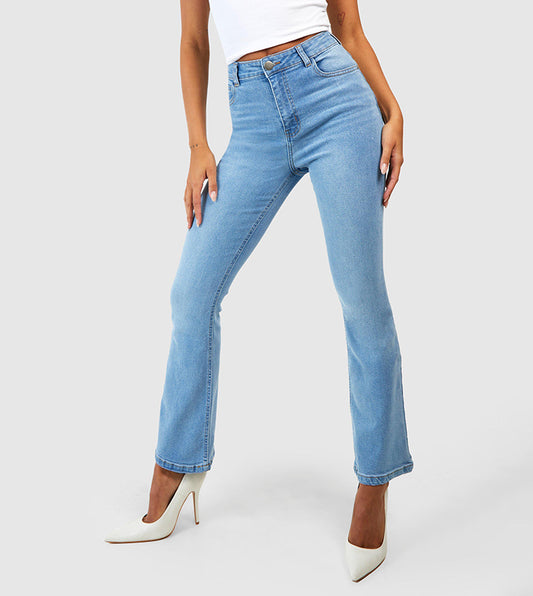 boohoo Butt Shaper Stretch Flared Jeans