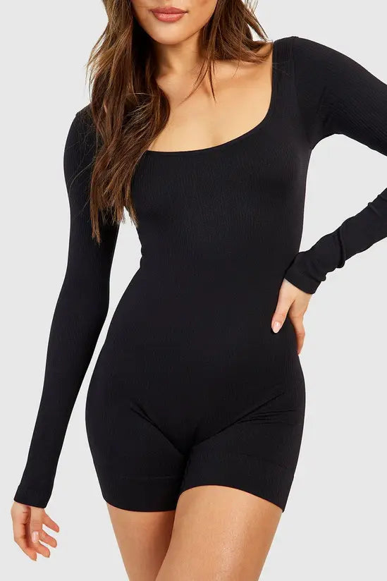 Boohoo - Seamless Rib Long Sleeve Short Unitard
