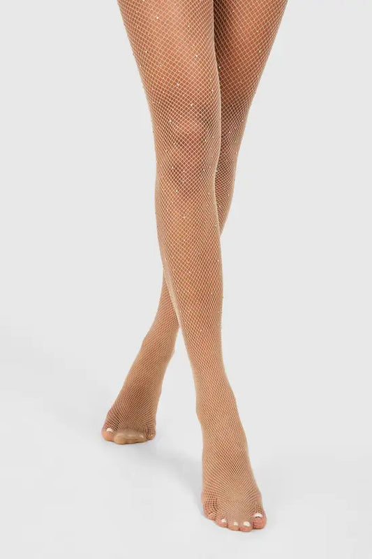 boohoo Nude Fishnet Diamante Tights
