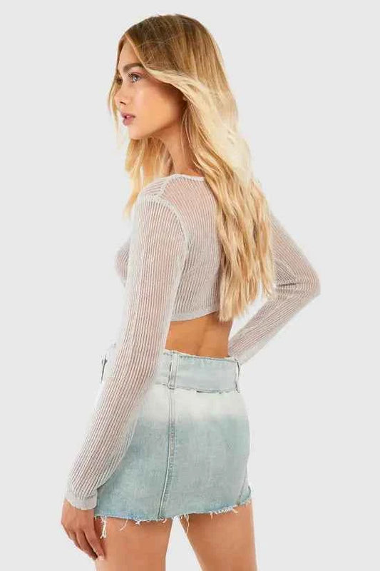 boohoo Raw Hem Panel Detail Denim Micro Mini Skirt