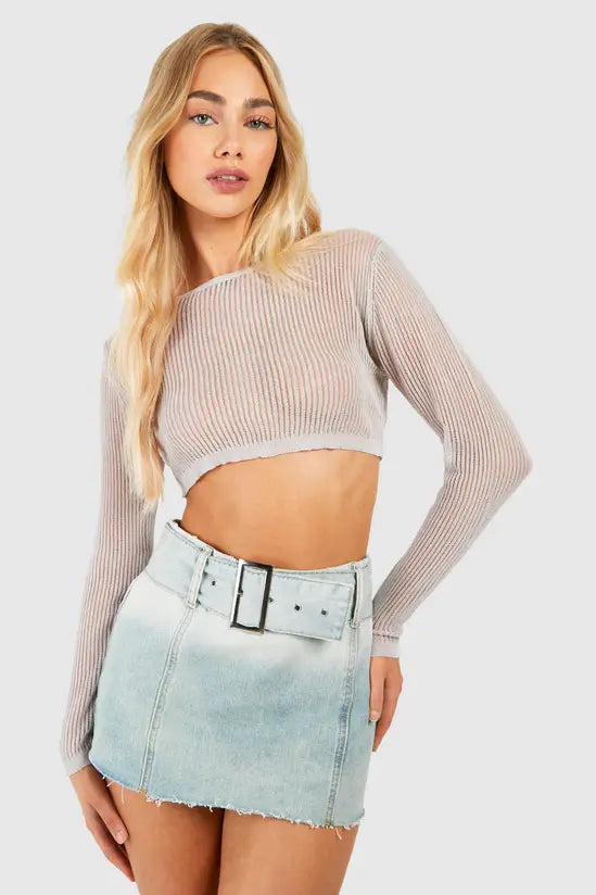 boohoo Raw Hem Panel Detail Denim Micro Mini Skirt