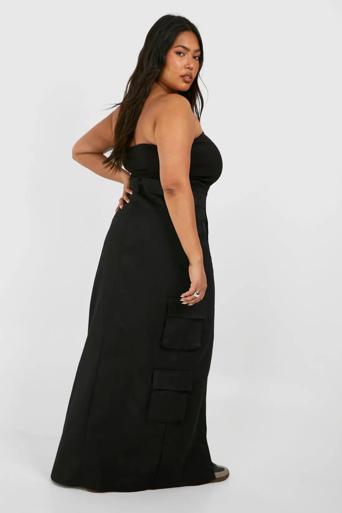 Boohoo Plus Cargo Pocket Midi Skirt