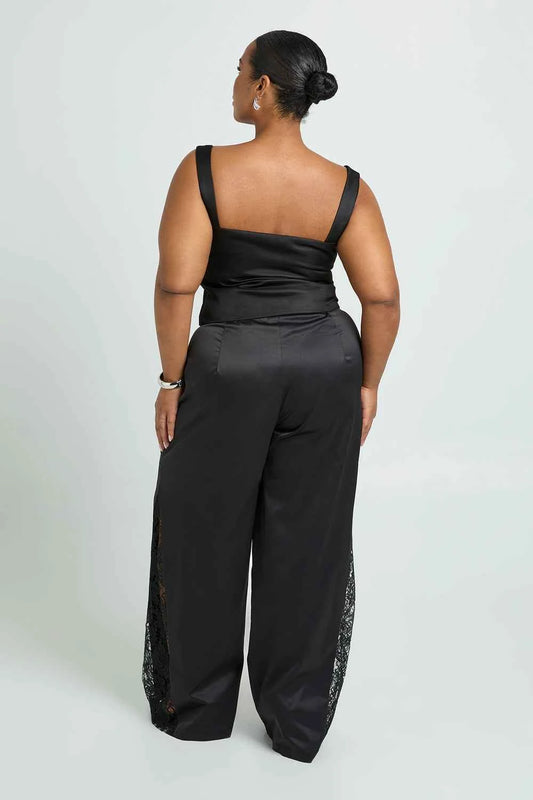 boohoo Plus Lace Insert Wide Leg Trouser