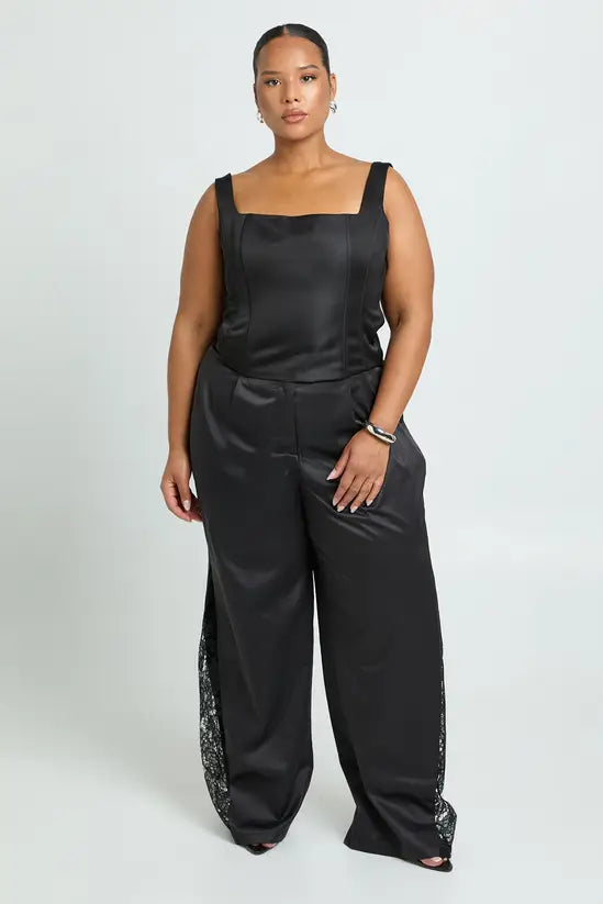 boohoo Plus Lace Insert Wide Leg Trouser
