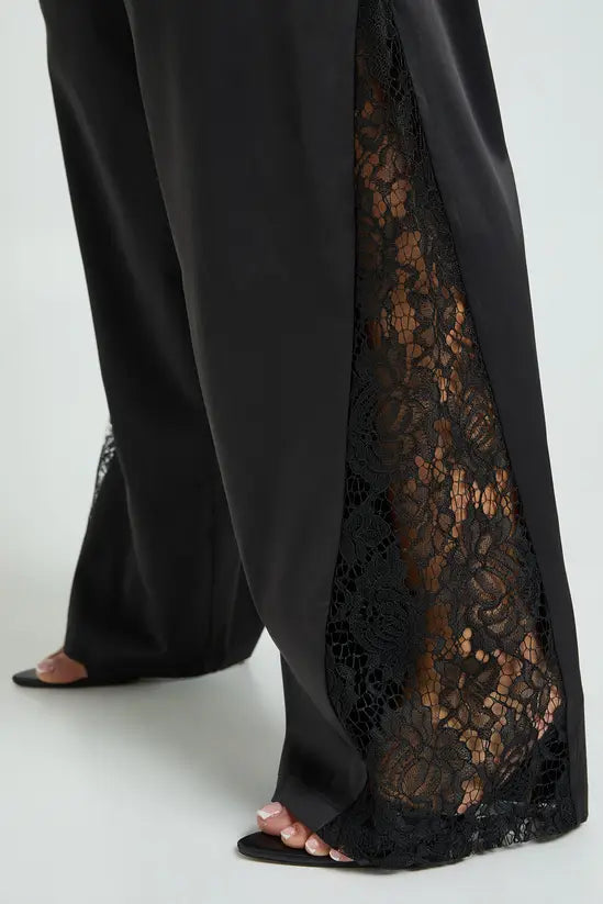 boohoo Plus Lace Insert Wide Leg Trouser