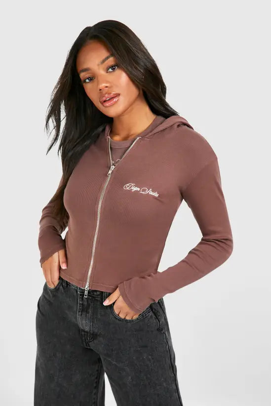 DSGN Studio Embroidered Ribbed Double Zip Baby Jacket