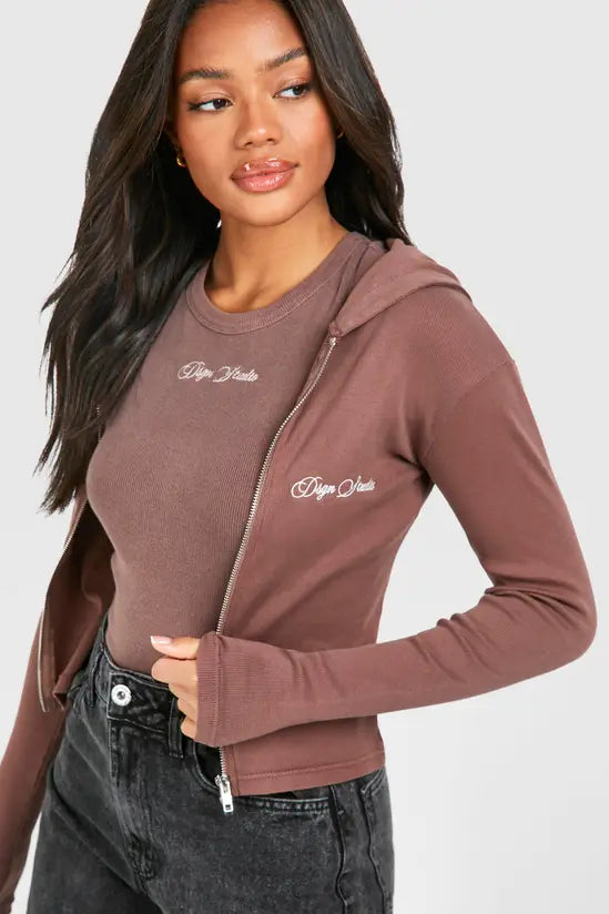 DSGN Studio Embroidered Ribbed Double Zip Baby Jacket