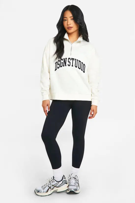 boohoo Petite Half Zip Dsgn Studio Sweatshirt
