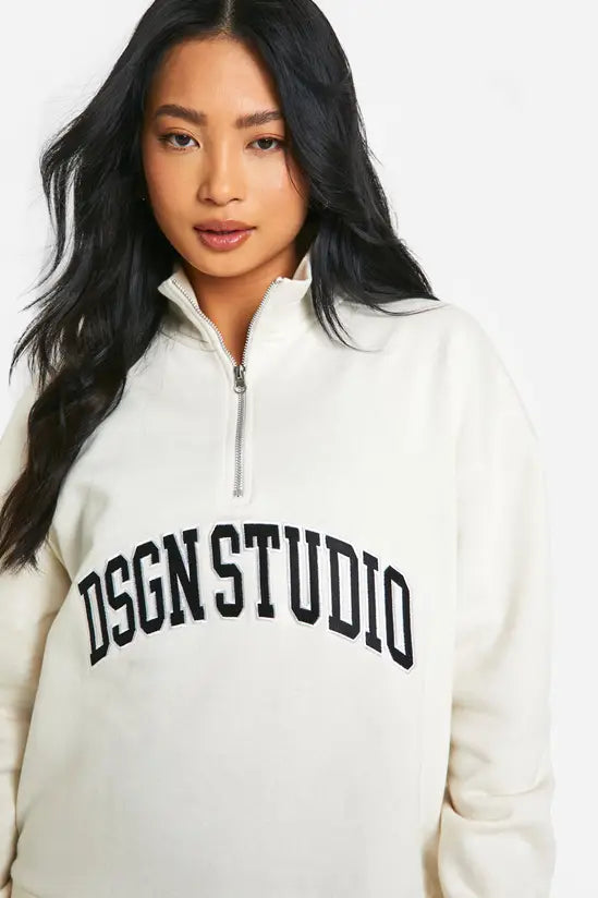 boohoo Petite Half Zip Dsgn Studio Sweatshirt