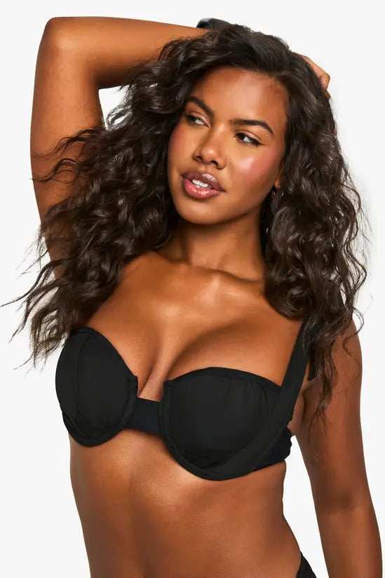 boohoo Bridal Organza Tie Shoulder Underwired Bikini Top