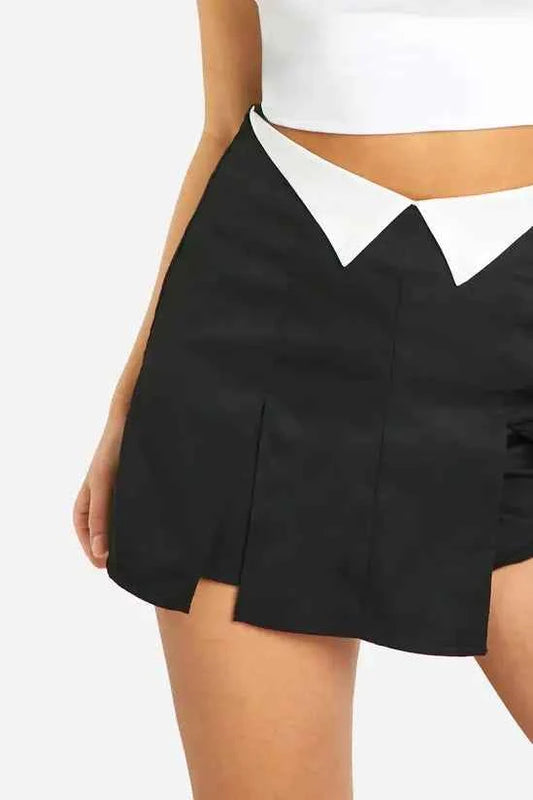 boohoo Twill Fold Over Detail Skorts