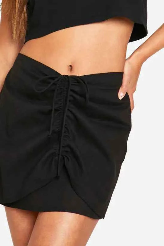 boohoo Cotton Ruched Side Mini Skirt