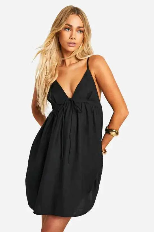 boohoo Tie Front Mini Dress