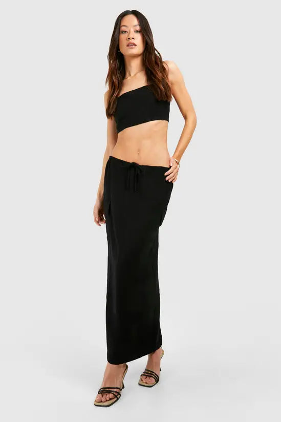 boohoo Tall Linen Look Pocket Midaxi Skirt